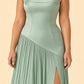 Plus Size Bridesmaid Dress with Pleated Satin and Lace Up Open Back