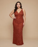 Silvarelle Plus Size Modern Sheath Lace Bridesmaid Dress with Floral Texture for Wedding -N0354