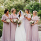 Plus Size Empire Waist V Back Bridesmaid Dress with Short Sleeves