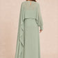 Flowy Sheer Cape Bridesmaid Dress Cuff Slit Design