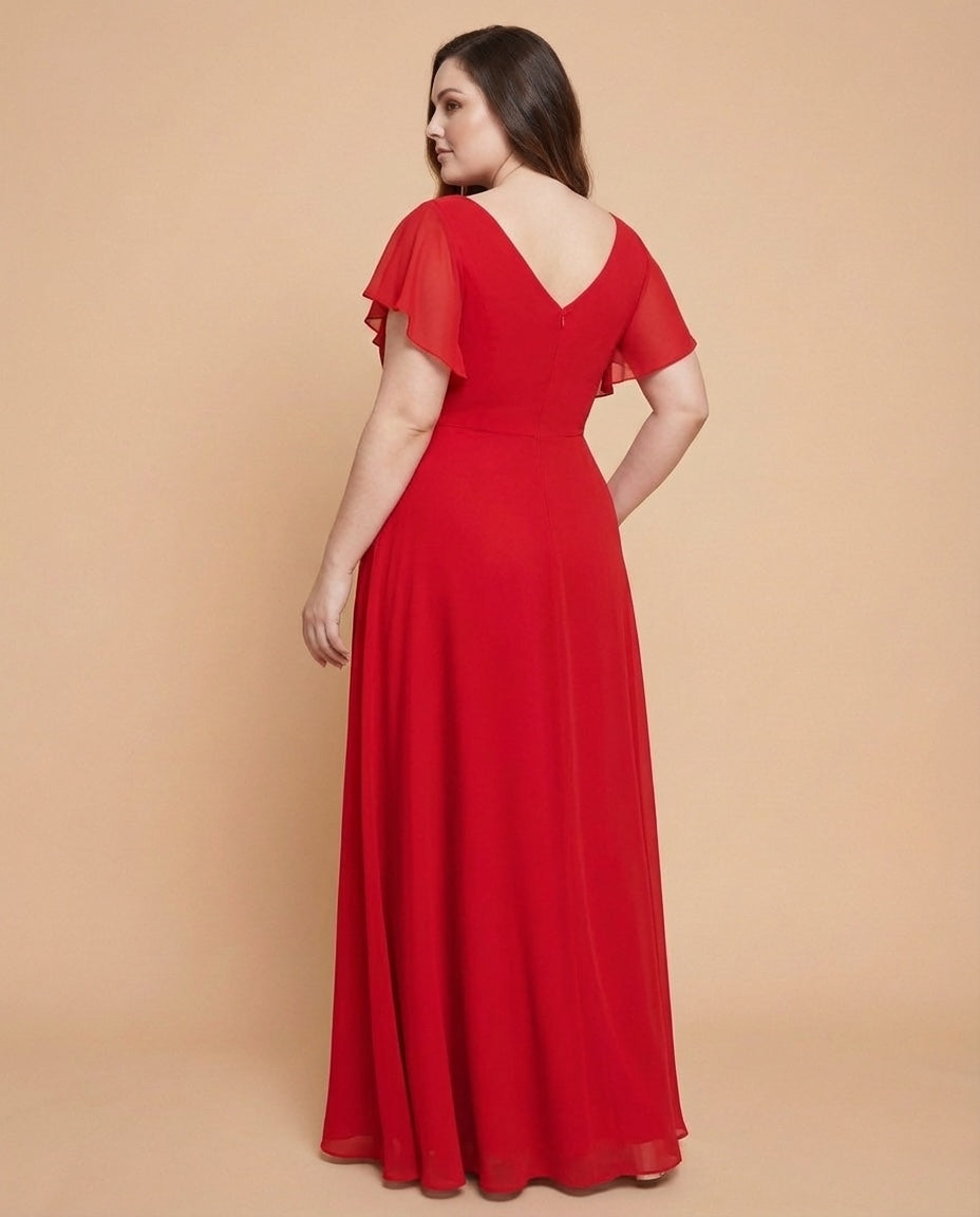 Avenleigh Timeless Chiffon A-Line Plus Size Bridesmaid Dress Ruched Waist - N0331