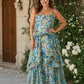 Romantic Floral A-Line Bridesmaid Dress with Flowing Tiered Skirt