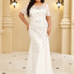 Floral Sequin Print Plus Size Mermaid Tulle Evening Dress