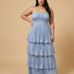 Chantarae Plus Size Romantic A-Line Ruffled Satin Bridesmaid Dress for Wedding Occasions -N0379