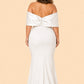 Elegant Plus Size Bridesmaid Dress with Off Shoulder Bow Detail and Slit