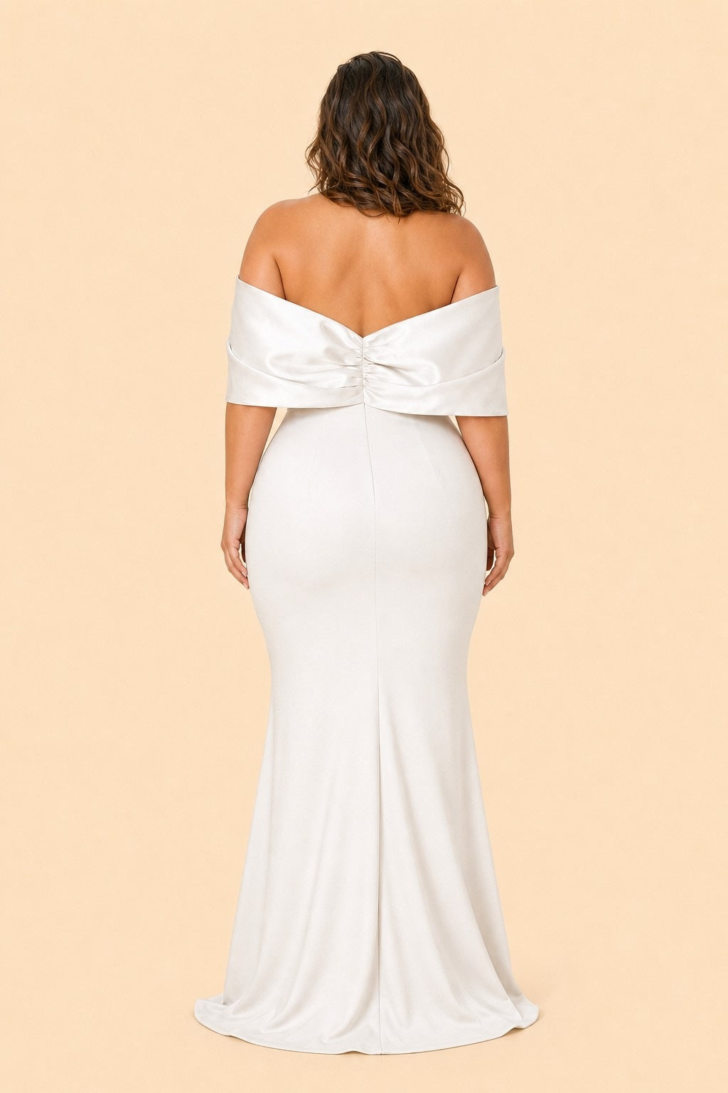 Elegant Plus Size Bridesmaid Dress with Off Shoulder Bow Detail and Slit