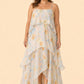 Romantic Floral A-Line Bridesmaid Dress with Flowing Tiered Skirt
