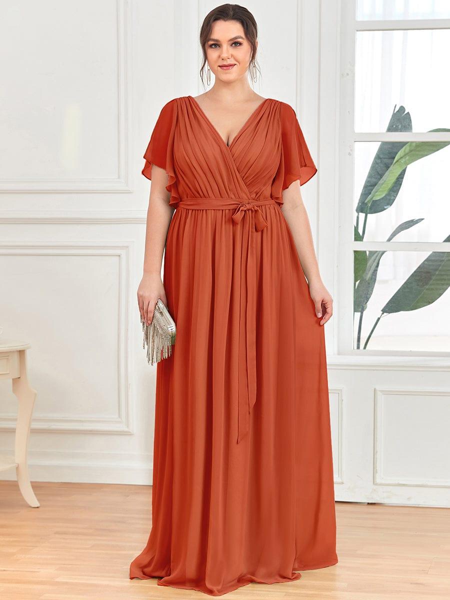 Plus Size Chiffon Tie-Waist Evening Dress