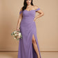 Elanthia Plus Size Romantic Sheath Bridesmaid Dress with Off Shoulder for Wedding -N0347