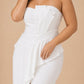 Romantic Plus Size Wedding Guest Dress with Ruched Slit Ruffle Hem