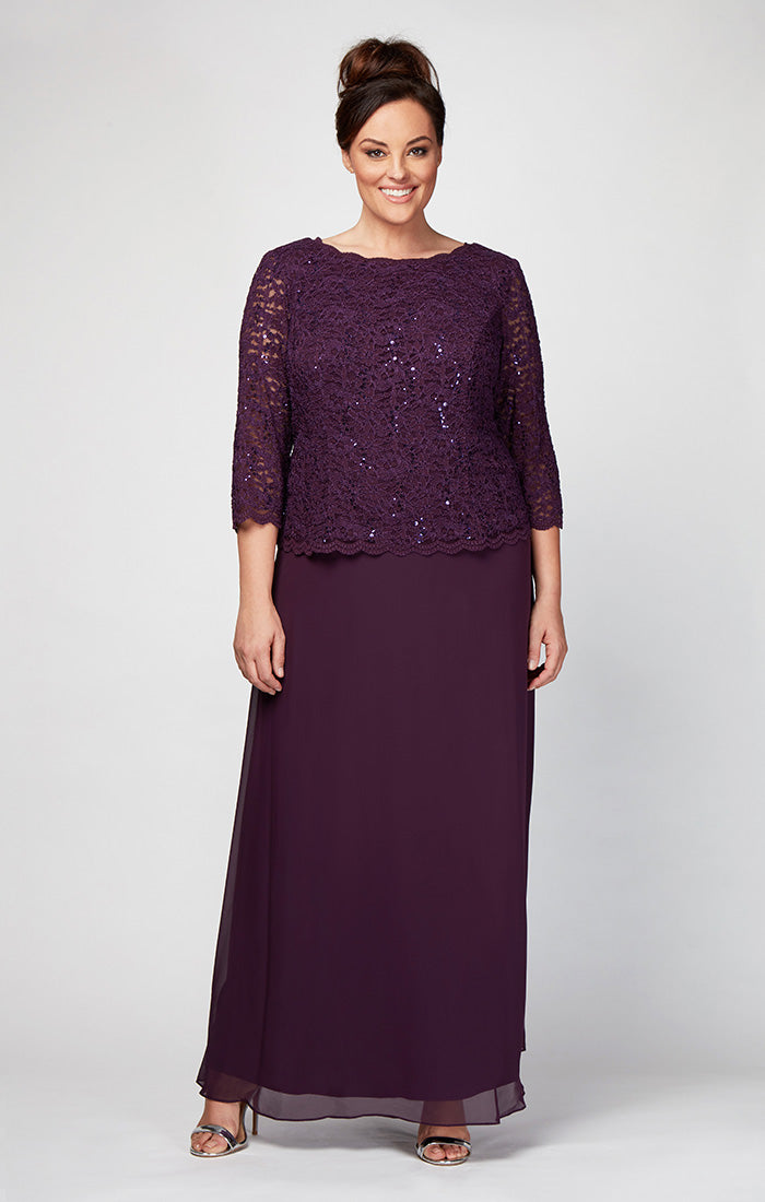 Plus Juliet Sequin Lace & Chiffon Gown