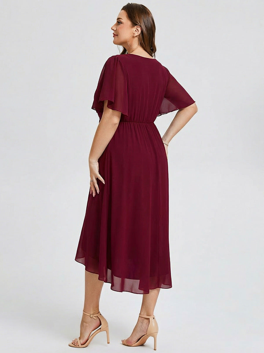 Plus Size Printed Mermaid Chiffon Wedding Guest Dress