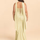 Strapless Satin Bridesmaid Dress with Open Back and Sculpted Silhouette