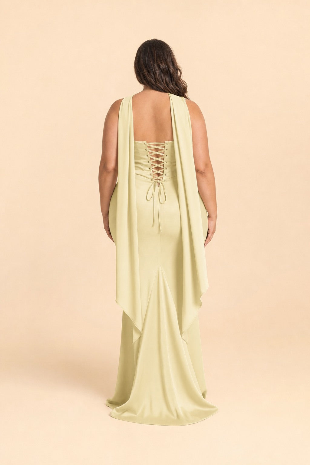 Strapless Satin Bridesmaid Dress with Open Back and Sculpted Silhouette