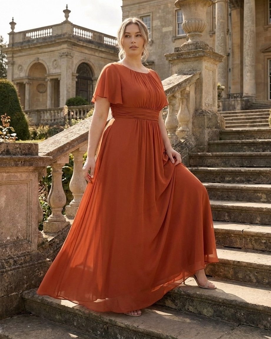 Petaline Minimalist Plus Size Bridesmaid Dress with Soft Pleats for Wedding N0325