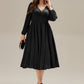 Plus Size Glitter long Sleeve Midi Dress With Pocket