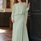 Flowy Sheer Cape Bridesmaid Dress Cuff Slit Design