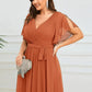 Plus Size Pleated Tie-Waist Chiffon Bridesmaid Dress