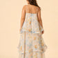 Romantic Floral A-Line Bridesmaid Dress with Flowing Tiered Skirt