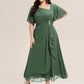 Plus Size Chiffon Ruffle Sleeve Formal Dress
