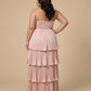 Chantarae Plus Size A Line Bridesmaid Dress Sweetheart Neckline Tiered Ruffle for Wedding Prom Evening Party - N0481