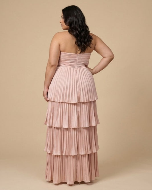 Chantarae Plus Size A Line Bridesmaid Dress Sweetheart Neckline Tiered Ruffle for Wedding Prom Evening Party - N0481
