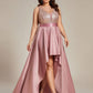 High Low Sleeveless Plus Size Dresses With Sequin for Evening