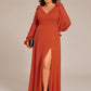 Plus Size Open Lantern Sleeve A-Line Bridesmaid Dress