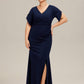 Plus Size Thigh-High SlitTulip Sleeve Formal Dress