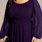 Plus Size See-Through Puff Sleeve Chiffon Mother Dress