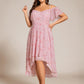 Plus Size Cold Shoulder Sweetheart Necklin Chiffon Midi Wedding Guest Dress