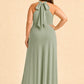 Elegant Plus Size Halter Neck Stretch Satin Bridesmaid Dress