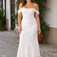 Plus Size Off Shoulder Burnout Floral Bridesmaid Dress with Lace-Up Back