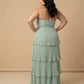 Chantarae Romantic Plus Size A Line Bridesmaid Dress with Sweetheart Neckline and Ruffles -N0369