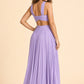 Plus Size Halter Bridesmaid Dress with Pleated Chiffon A-Line Skirt - Open Back and Side Slit