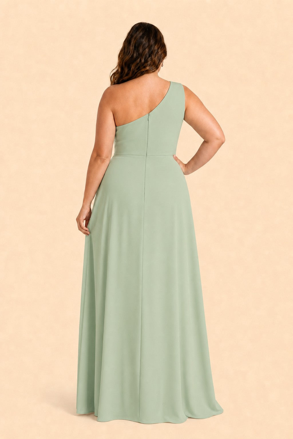 Floor-Length Chiffon Evening Gown with Single Shoulder and Side Slit