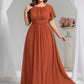 Plus Size Simple Chiffon Pleated A-Line Bridesmaid Dress