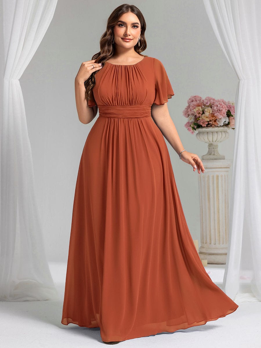 Plus Size Simple Chiffon Pleated A-Line Bridesmaid Dress