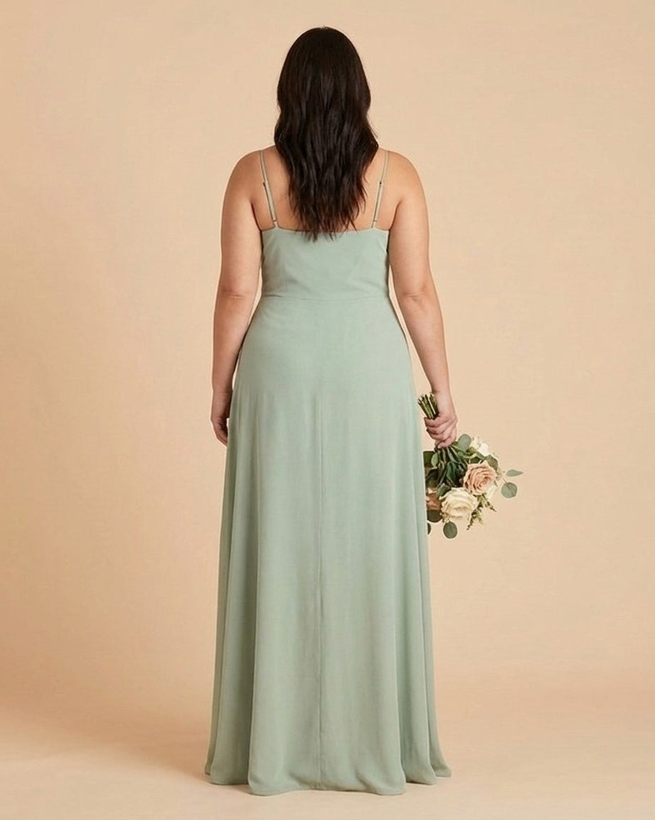 Silvarelle Elegant Plus Size Sheath Bridesmaid Dress with Chiffon for Wedding Party -N0363