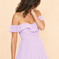 Elegant A Line Maxi Bridesmaid Dress Pleated Tiered Off Shoulder Design