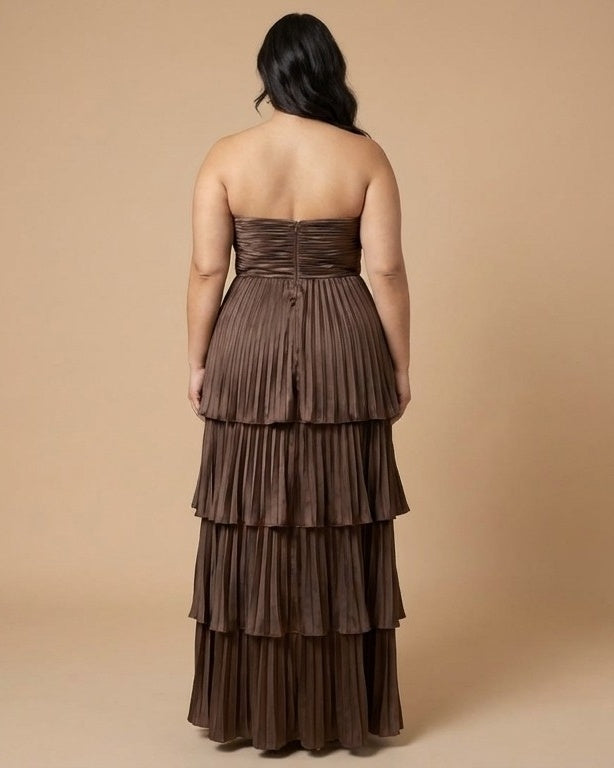 Chantarae Sophisticated Plus Size A-Line Satin Charmeuse Bridesmaid Gown - N0380