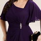 Plus Size Chiffon Ruffle Sleeve Formal Dress