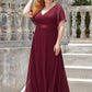 Plus Size Empire Waist V Back Bridesmaid Dress with Short Sleeves