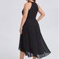 Flowy Plus Size Halter Neck Chiffon Midi Wedding Guest Dress