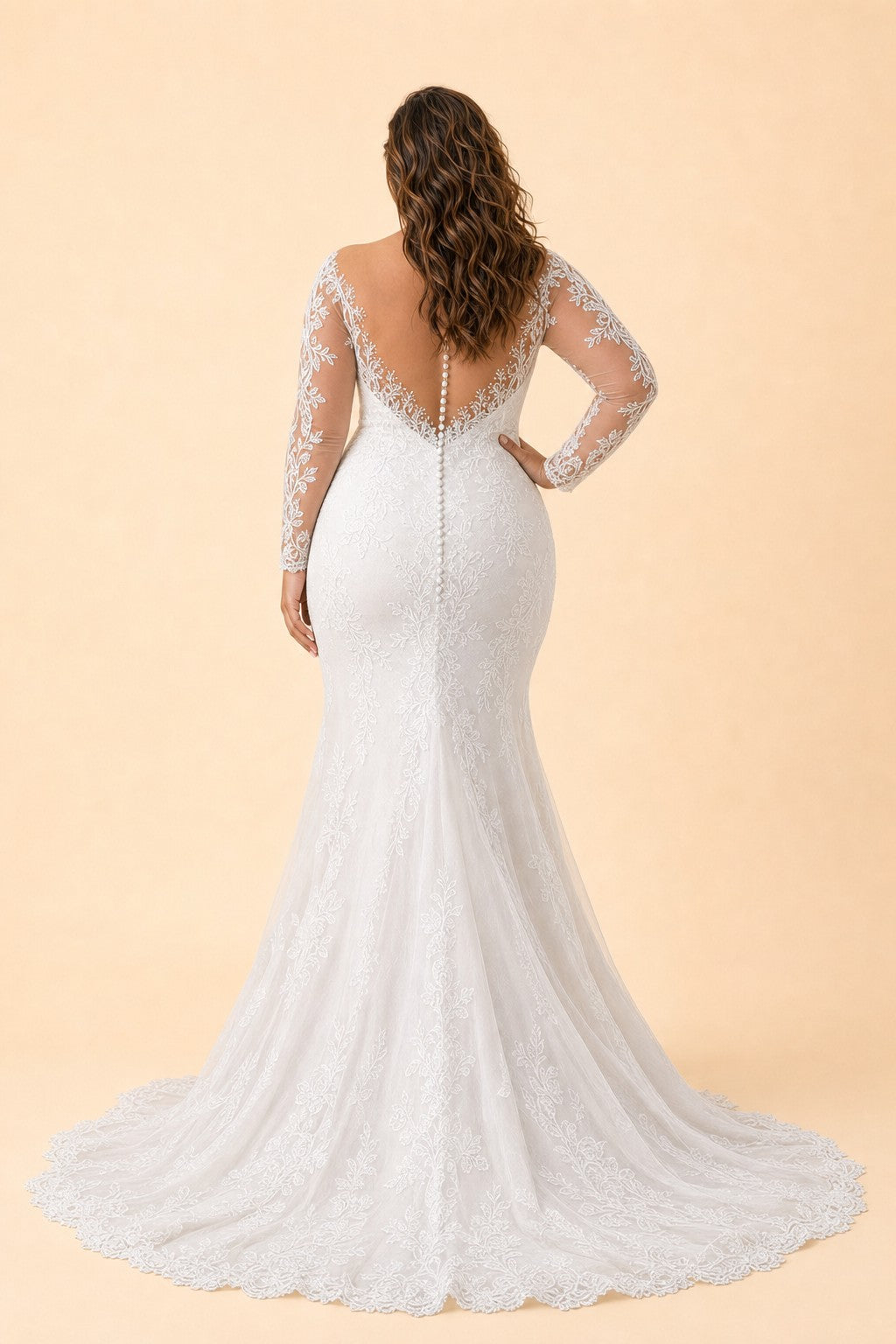 Romantic Floor-Length Tulle Wedding Gown with Sheer Lace and Train