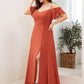 Plus Size Cold Shoulder Formal Bridesmaid Dress with Side Slit