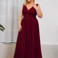 Plus Size Sleeveless V-Neck Chiffon Semi Bridesmaid Dress