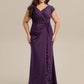 Plus Size Knotted Knit Cap Sleeve Maxi Glitter Evening Dress