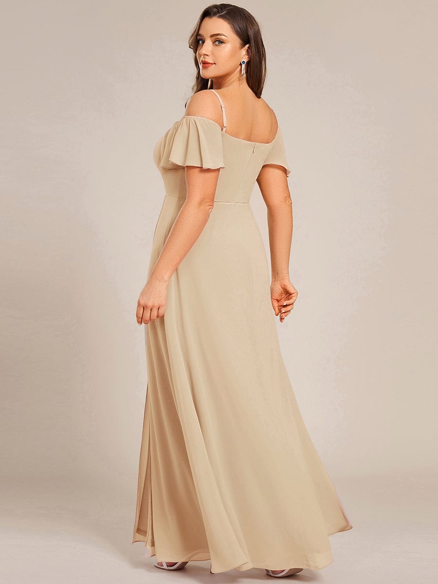 Plus Size Cold Shoulder Formal Bridesmaid Dress with Side Slit