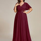 Women's Floor-Length Plus Size Formal Bridesmaid Dress with Short Sleeve